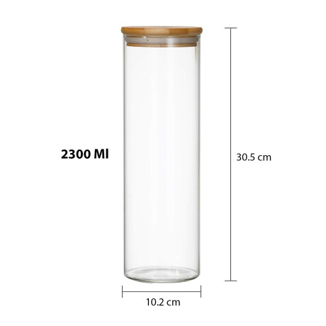 Frasco Recipiente Classic en Vidrio y Tapa en Madera 2300Ml Transparente