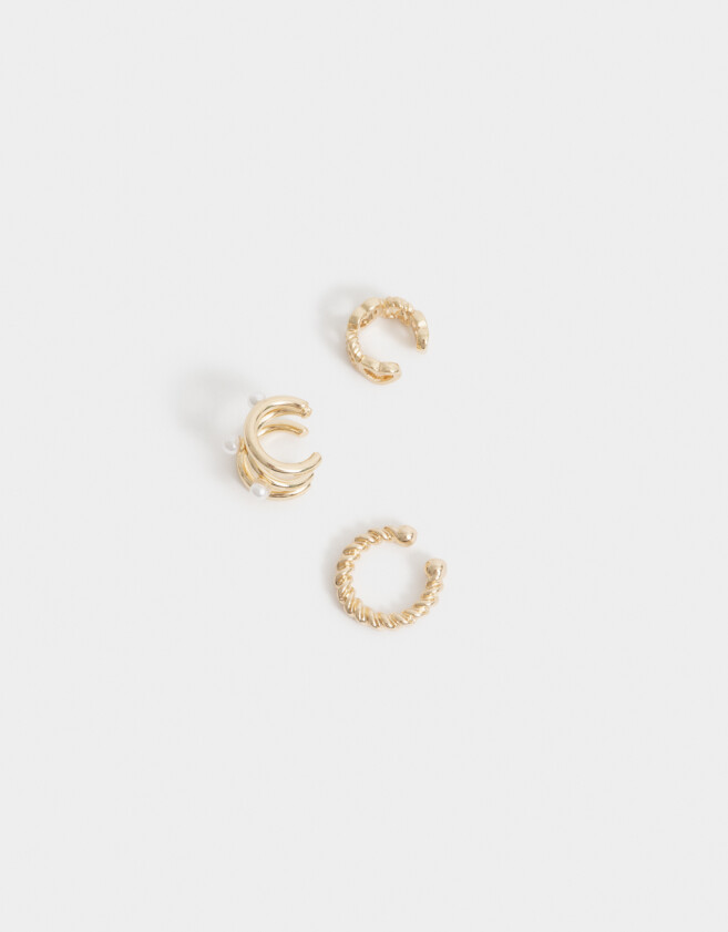 Bijou Cuff Con perlas Set De Mix Earcuff - Dorado