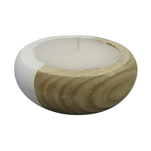Vela Redonda con Soporte de Madera 14 x 5 cm U