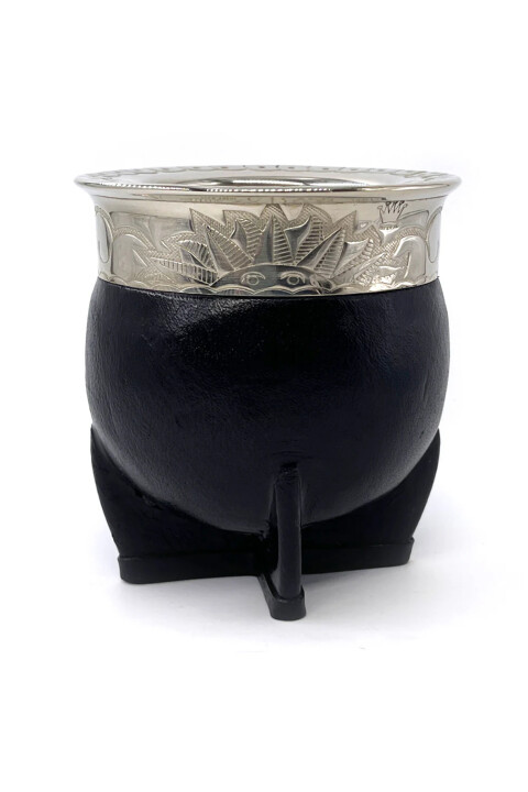 MADE IN URUGUAY MATE IMPERIAL ALPACA Y BRONCE CERAMICA NEGRO