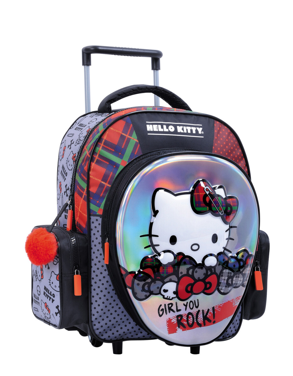 Mochila Hello Kitty Rock Carro Mini Hello Kitty - Negro/Gris/Rojo 