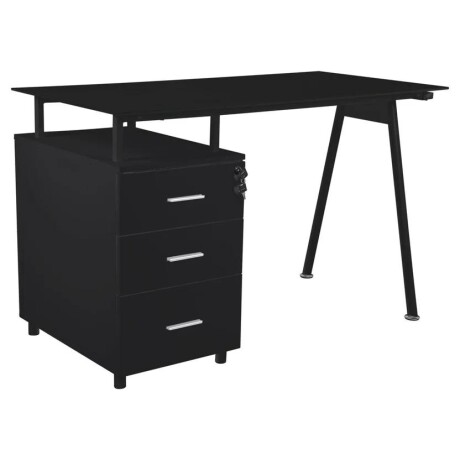 Escritorio 3 cajones vidrio y madera negro Escritorio 3 cajones vidrio y madera negro