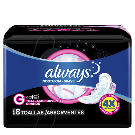 Toallas Femeninas Always Noche Suave Talle G 8 Unidades Toallas Femeninas Always Noche Suave Talle G 8 Unidades