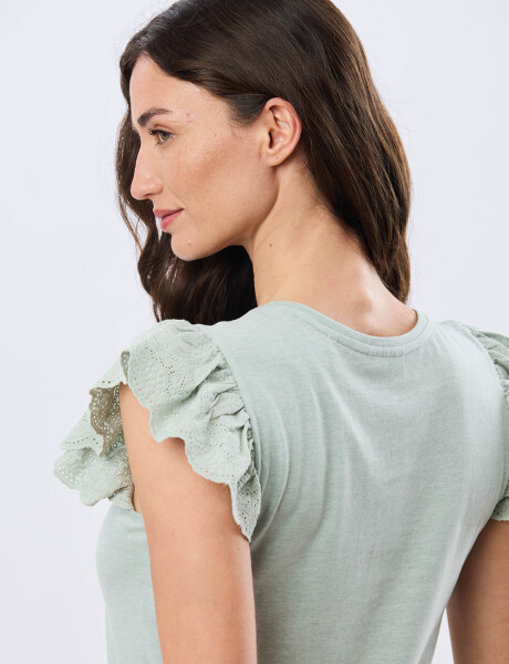 REMERA DE ALGODÓN CON BRODERIE Verde