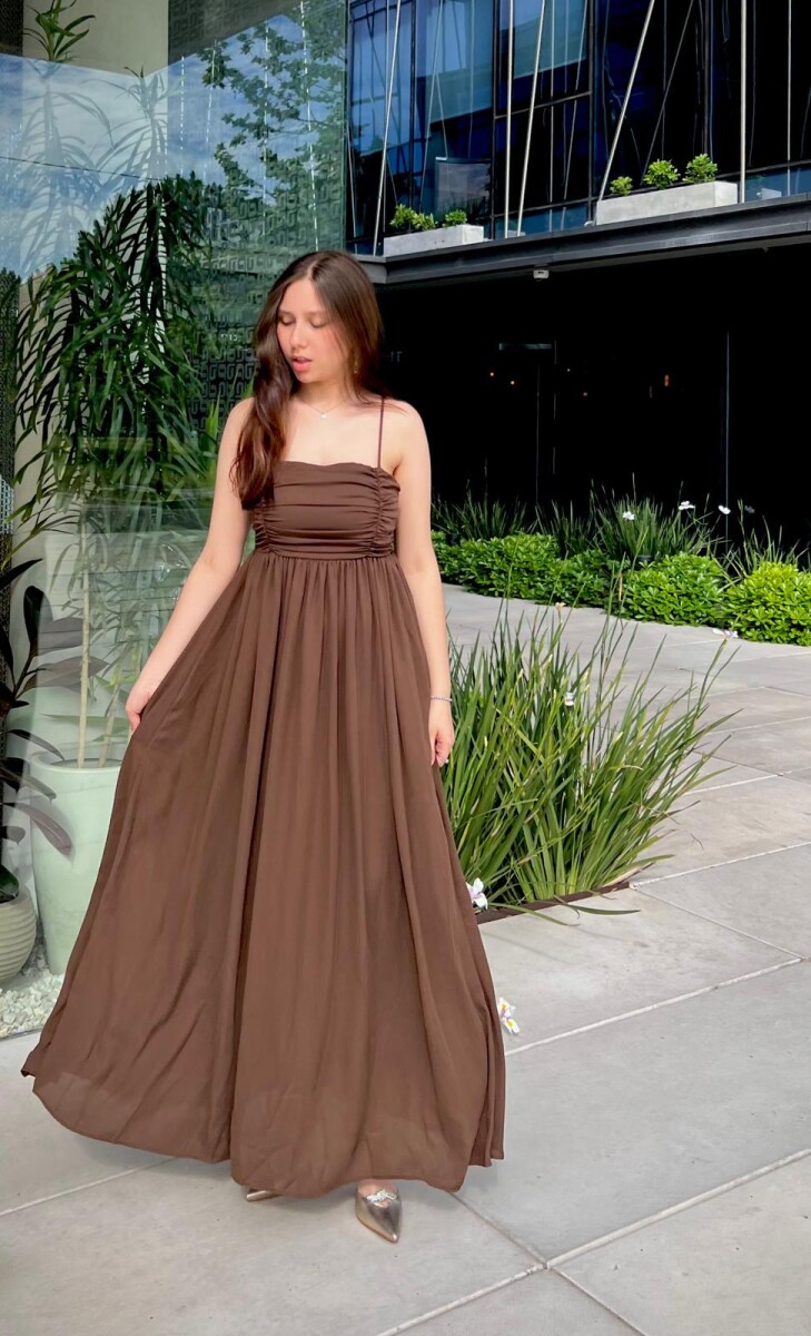 Vestido super midi Vicenza - Marrón 