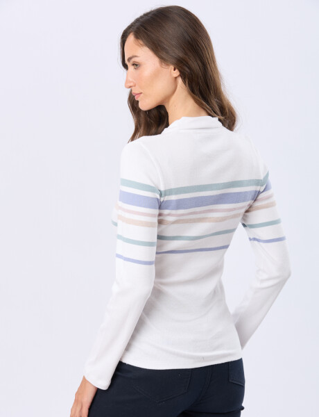 REMERA POLO RAYADA Blanco
