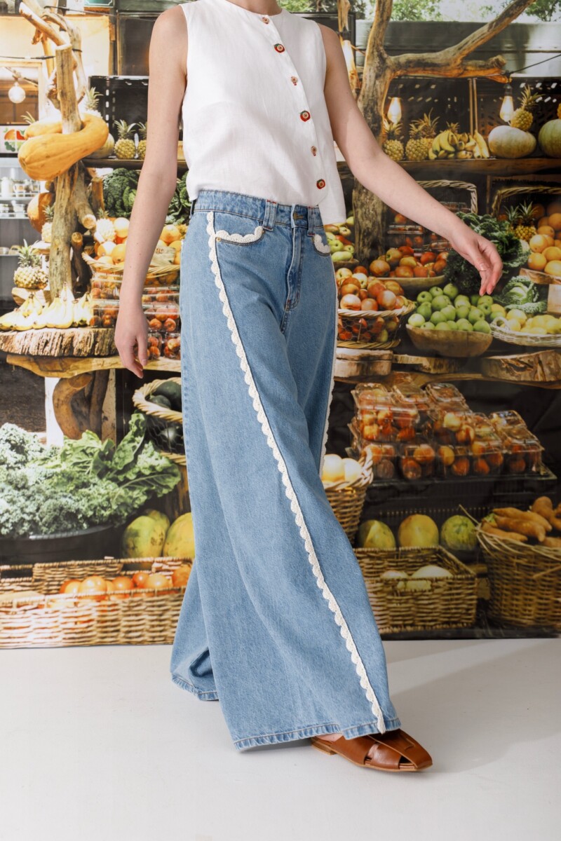 PRE VENTA JEAN WIDE XL FRUIT Celeste Con Crudo