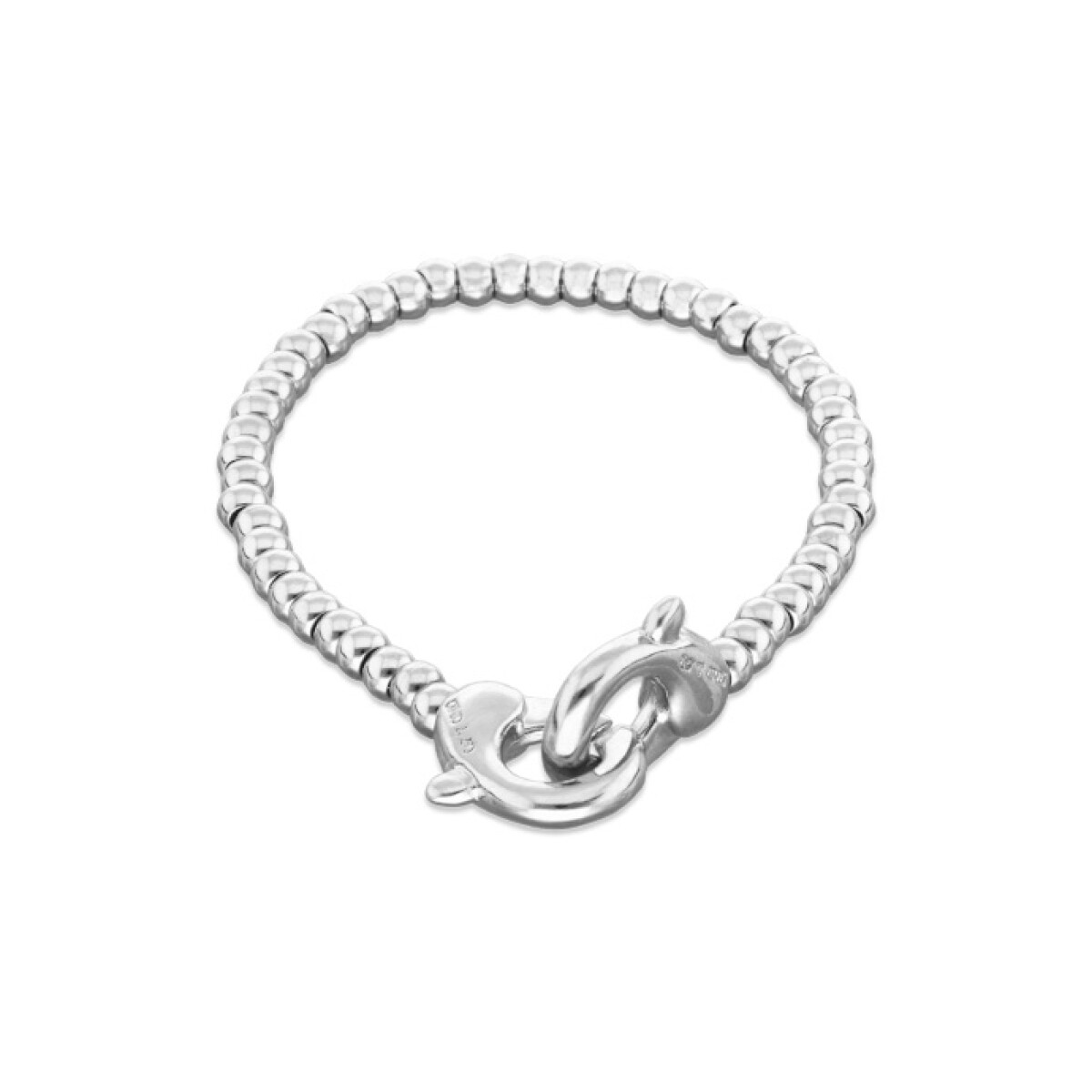 PULSERA DE BOLAS PEQUEÑAS BAÑADA EN PLATA CON MOSQUETÓN ENTRELAZADO - Pulsera 