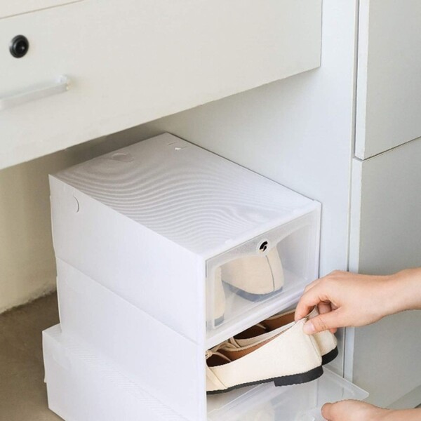 Caja Organizadora Zapatos Zapatera 12 Unidades Caja Apilable Color Variante Blancogrande