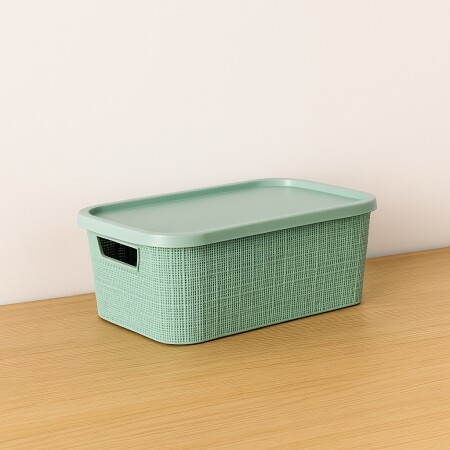 CAJA ORGANIZADORA SIMIL RATTAN 7LTS VERDE VERDE