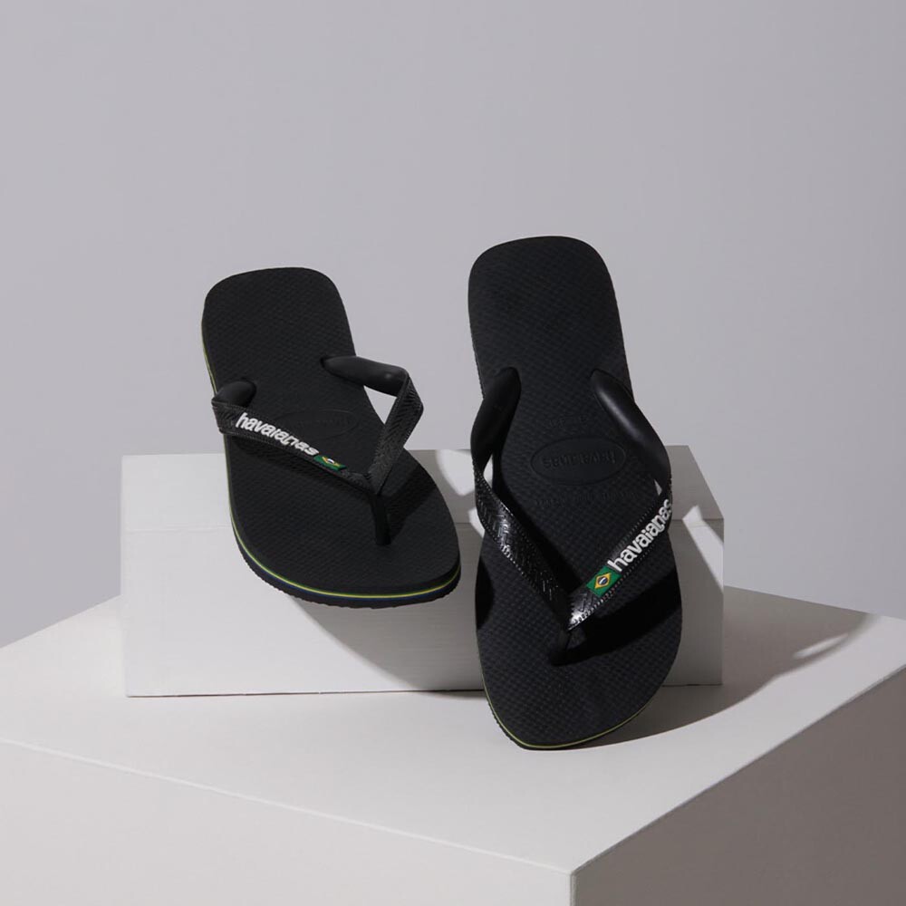 Sandalias Havaianas Brasil Logo Hombre Negro/Negro
