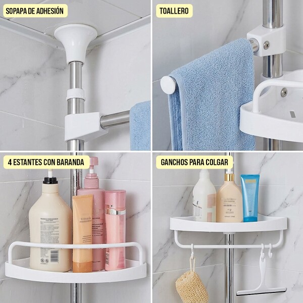 Estante Para Baño Mueble Esquinero Barral Organizador Ducha Toallero Imback HBA001 Estante Para Baño Mueble Esquinero Barral Organizador Ducha Toallero Imback HBA001