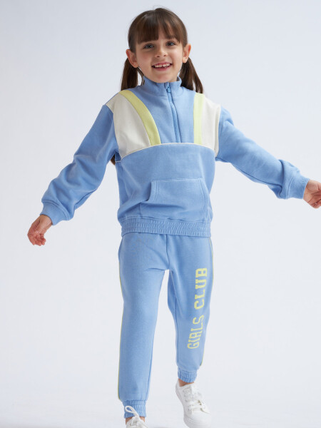 Pantalón deportivo con felpa Club- Celeste