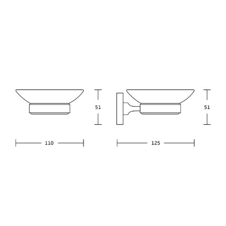 JABONERA CON PLATO VIDRIO METAL LINEA CR CROMO MATE CROMO