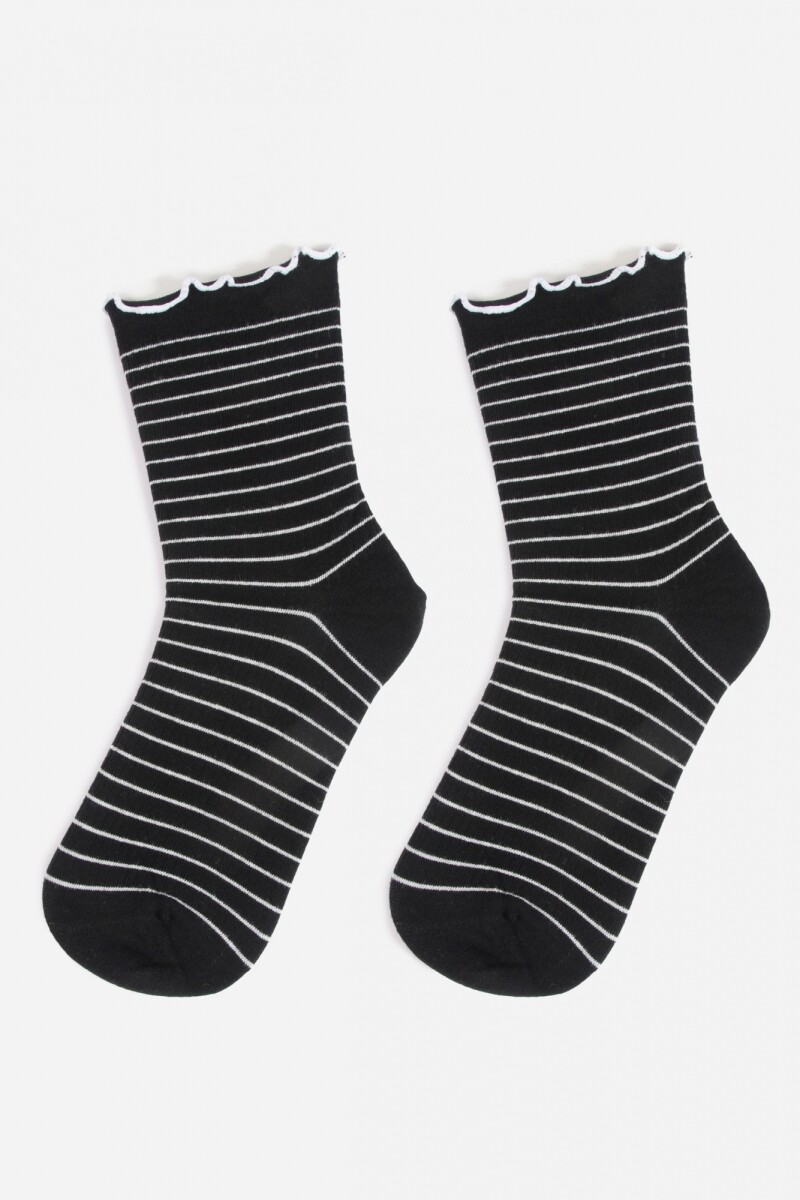 Medias rayadas con terminación wavy negro