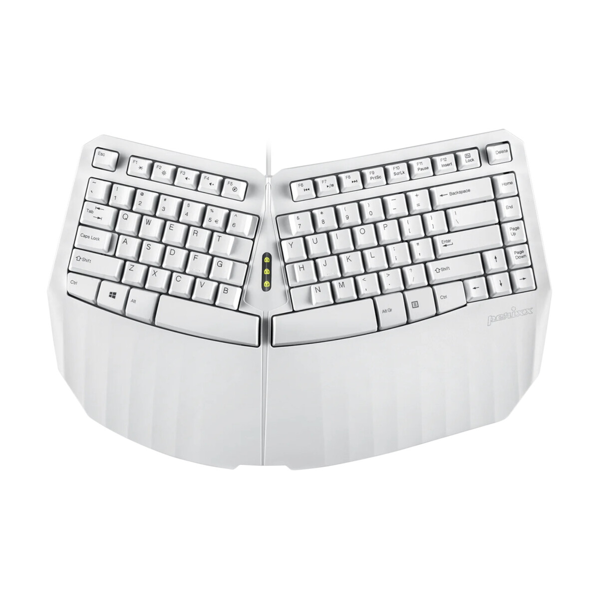 Perixx - Teclado Español. Ergonómico USB PERIBOARD-413W - Membrana. Teclas Multimedia. Color Blanco. 