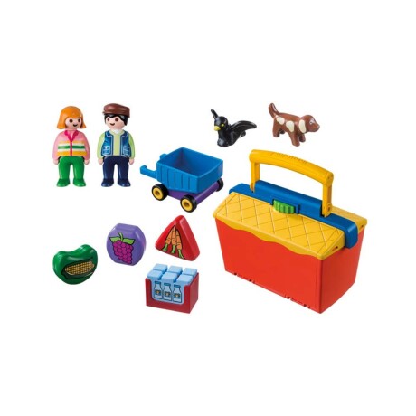 Set Playmobil 1.2.3 mercado en maletín con accesorios para jugar Set Playmobil 1.2.3 mercado en maletín con accesorios para jugar