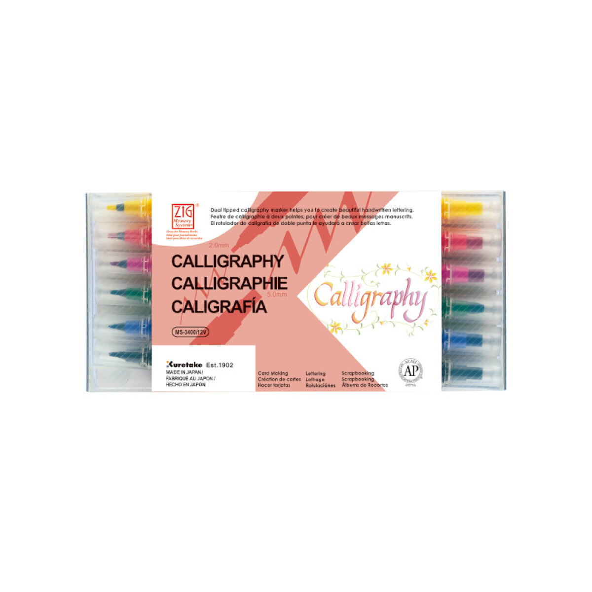 Marcadores Caligraphy Doble Punta x 12 - ZIG 