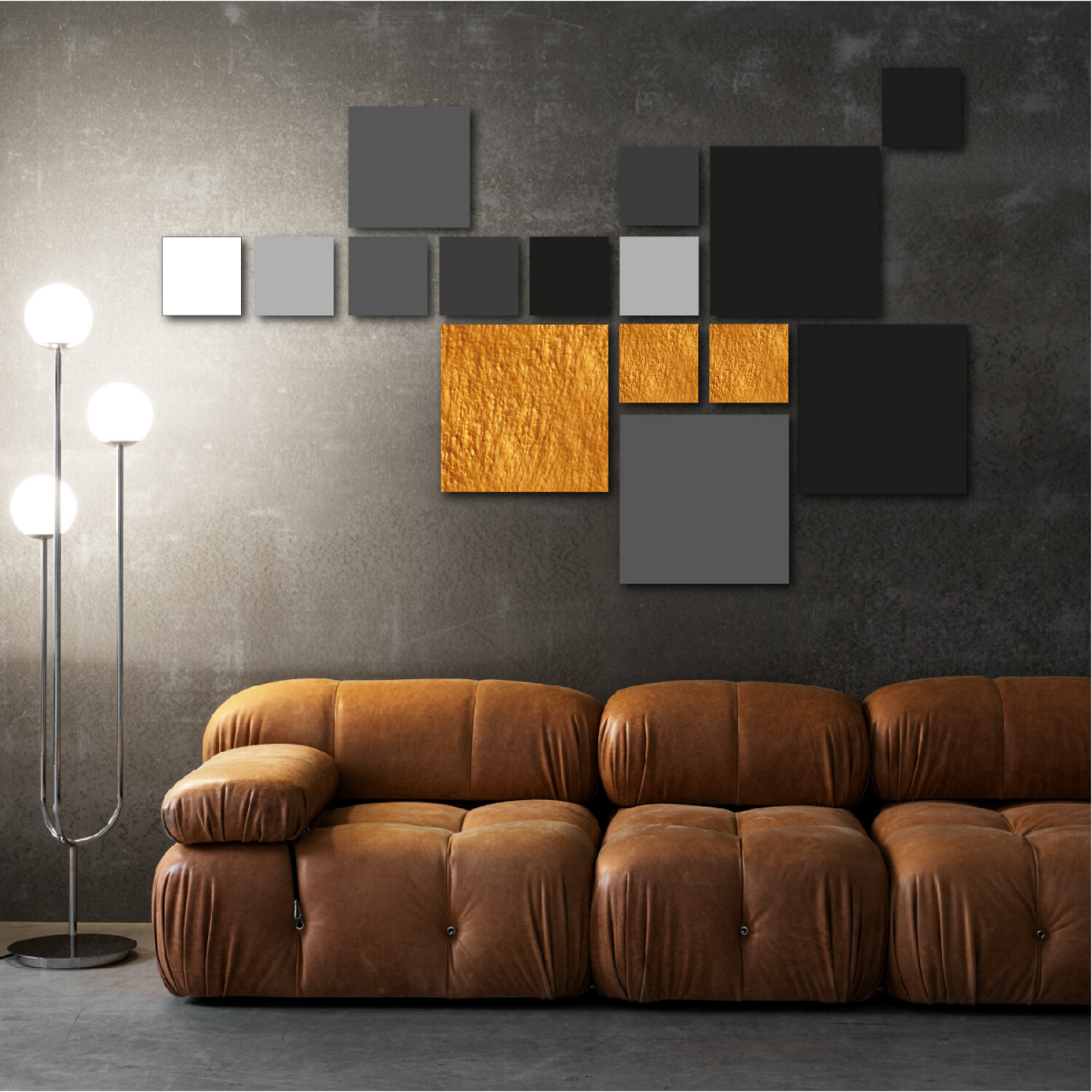 Cuadro Decorativo Moderno de Madera MDF Abstracto Incluye 15 Cuadrados de  Diferente Tamaño y Color — Clemur