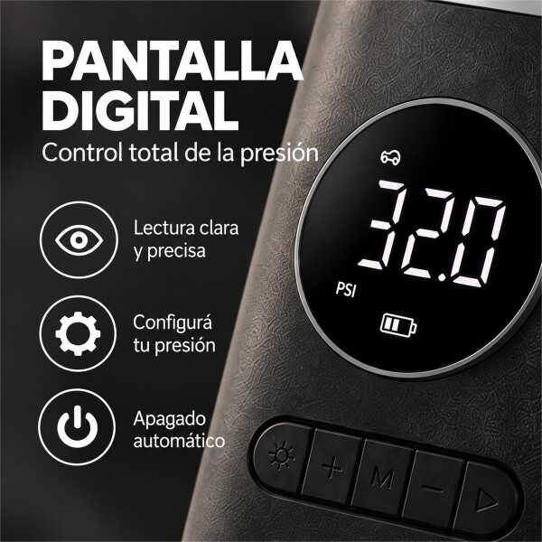 Inflador Compresor Portátil Goldtech Negro