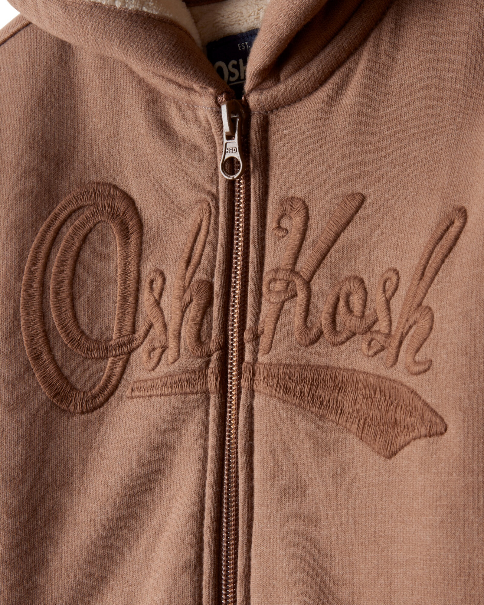 Campera de algodón, con forro polar y logo Sin color