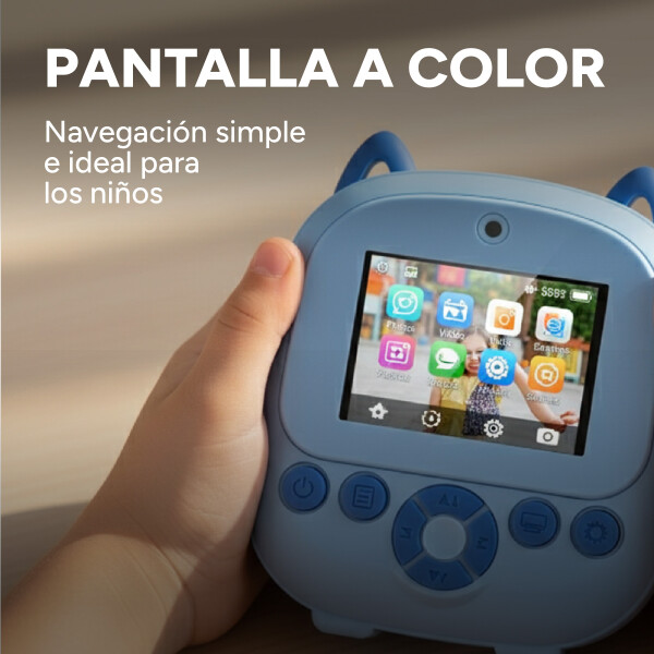 Camara De Fotos Buho Infantil Impresion Instantanea Polaroid Variante Color Azul