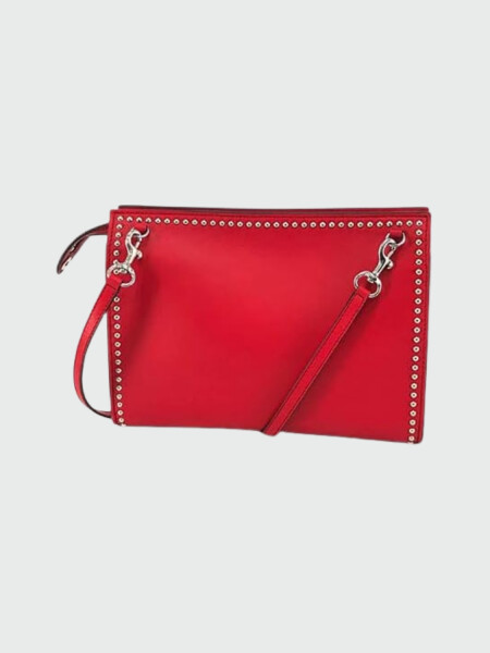 Cartera de cuero con tachas, ELLE WITH Rojo