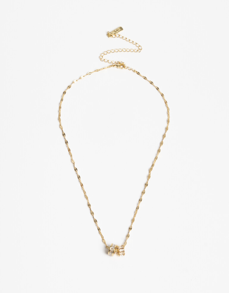 Cadena Corta con Dije Cubic zirconia Collar Con Charms De Cubic Zirconia - Dorado