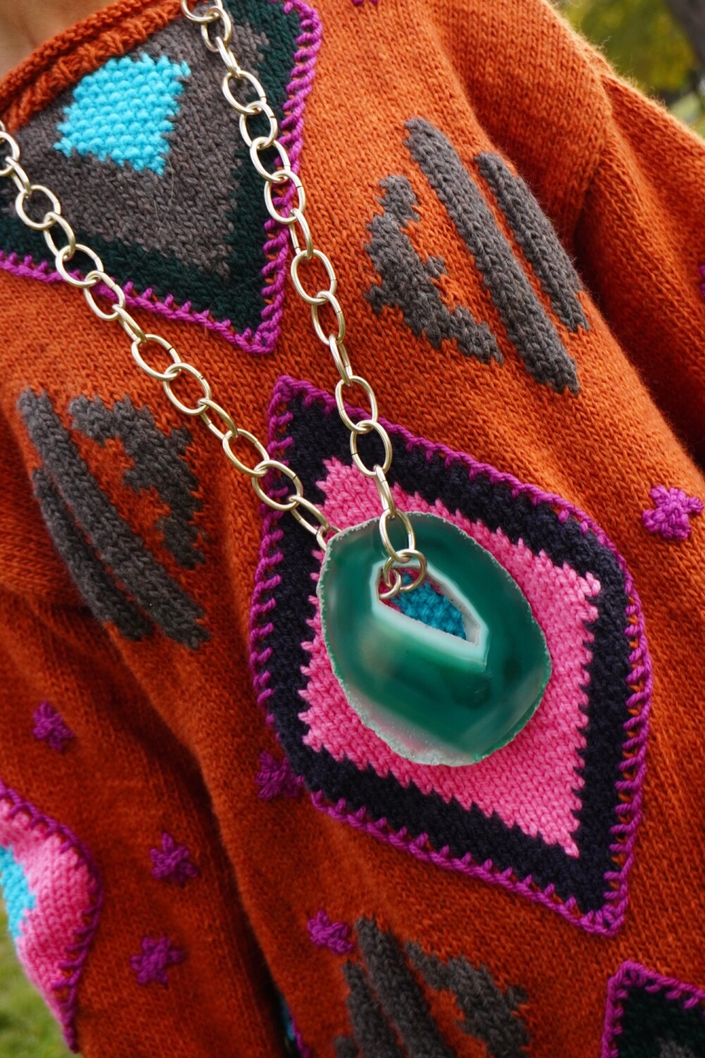 Agata Chain Necklaces Verde