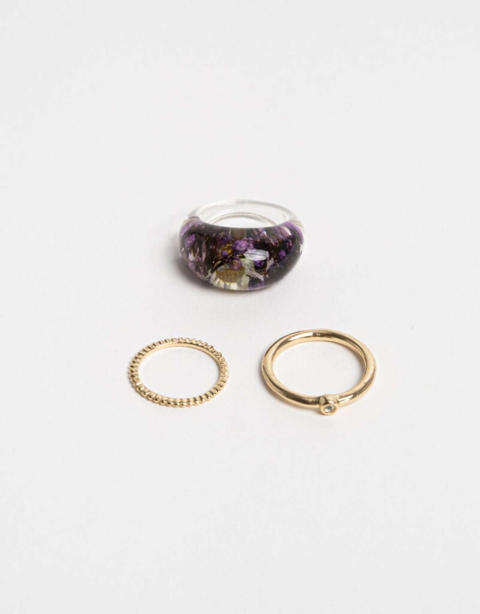 Sets Anillos Flores atrapadas - Dorado 