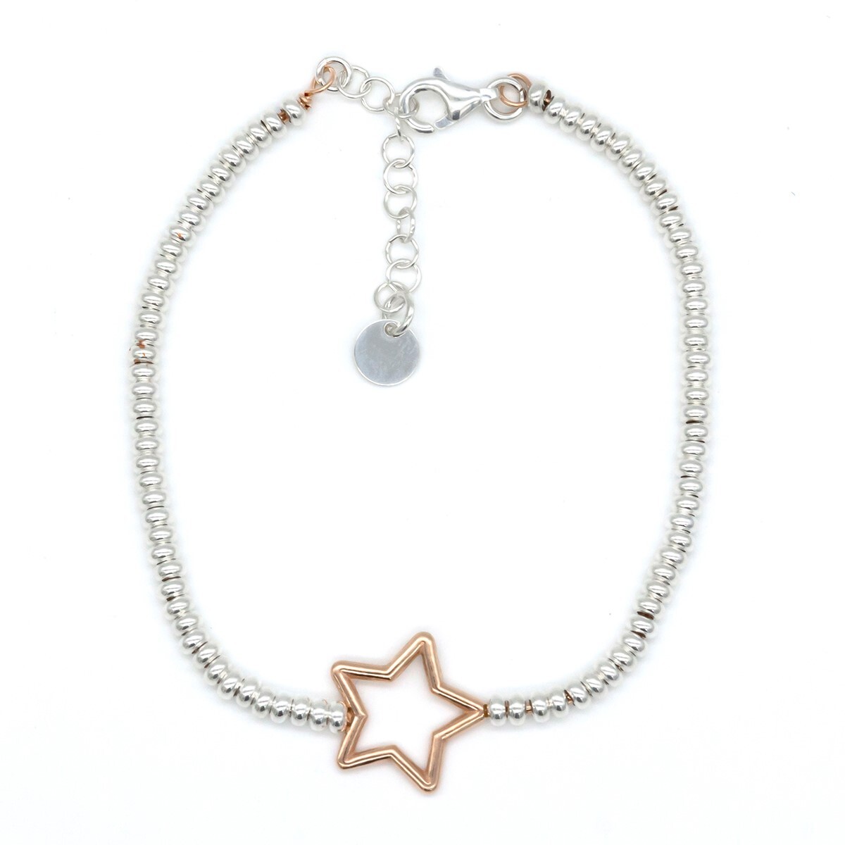 Pulsera de plata 925 y double en oro, ESTRELLA. 