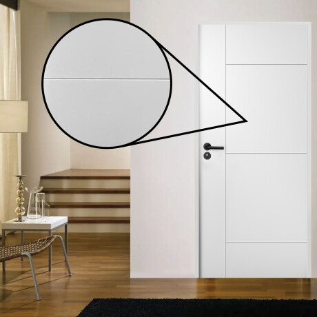 Puerta Desarmada Interior en MDF con Marco y Cerradura Lumax Blanca Lisa Diseño Ankara Herraje Negro