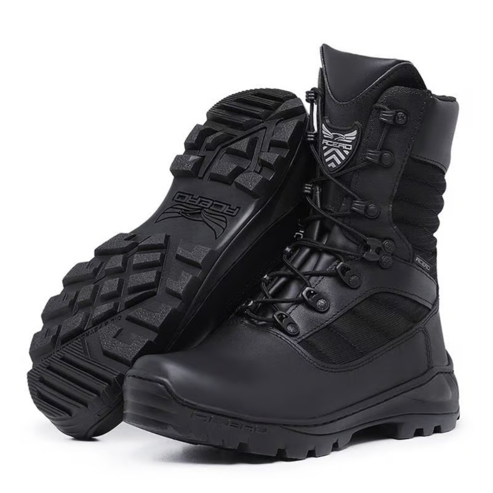 Bota táctica Acero Delta cuero legítimo Negro — Aventureros