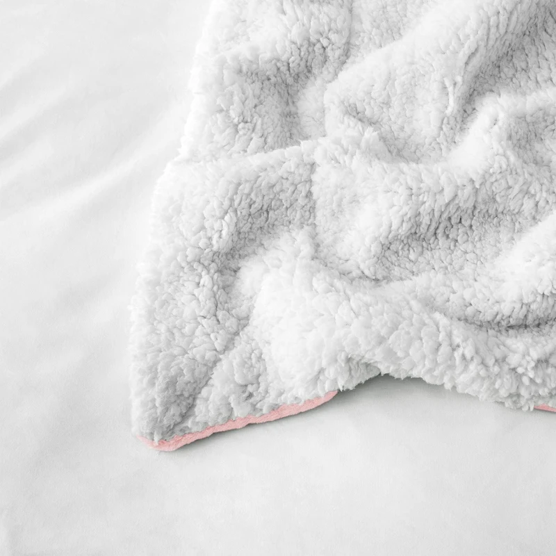 Frazada Manta Polar Termica Con Corderito 2 Plazas Rosa