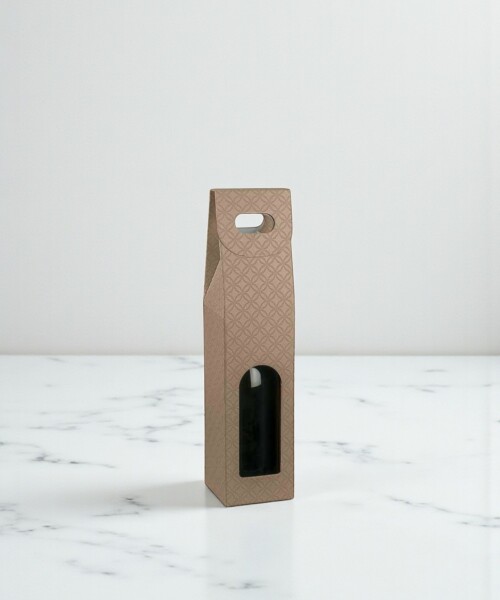 Caja c/ventana 1 botella 9x9x38,5 - 37274 - MATELASSE CUOIO Caja c/ventana 1 botella 9x9x38,5 - 37274 - MATELASSE CUOIO