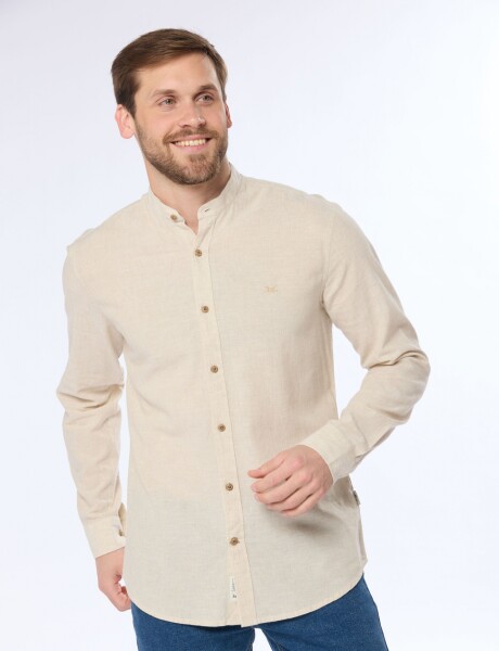 CAMISA DE LINO CUELLO MAO Beige