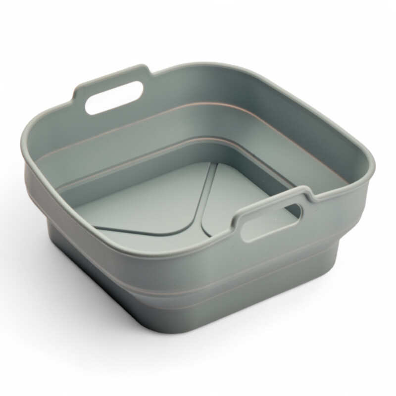 Bandeja Silicona Air Fryer Plegable 18 x 18 x 7 cm cuadrada Gris