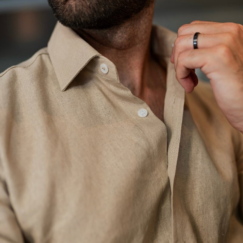 Camisa de lino Beige