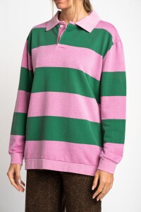 Sweater Polo Rayado Rosa