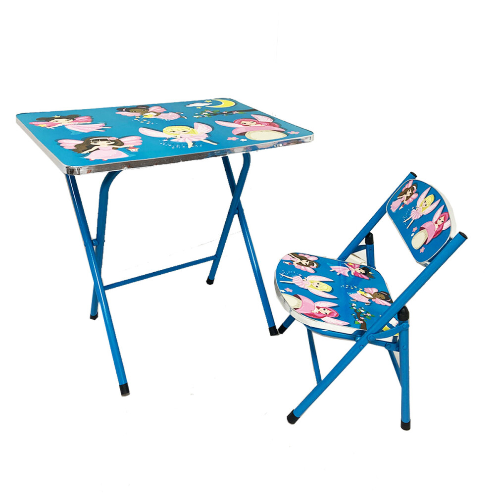 Escritorio Infantil Con Silla Plegable Azul