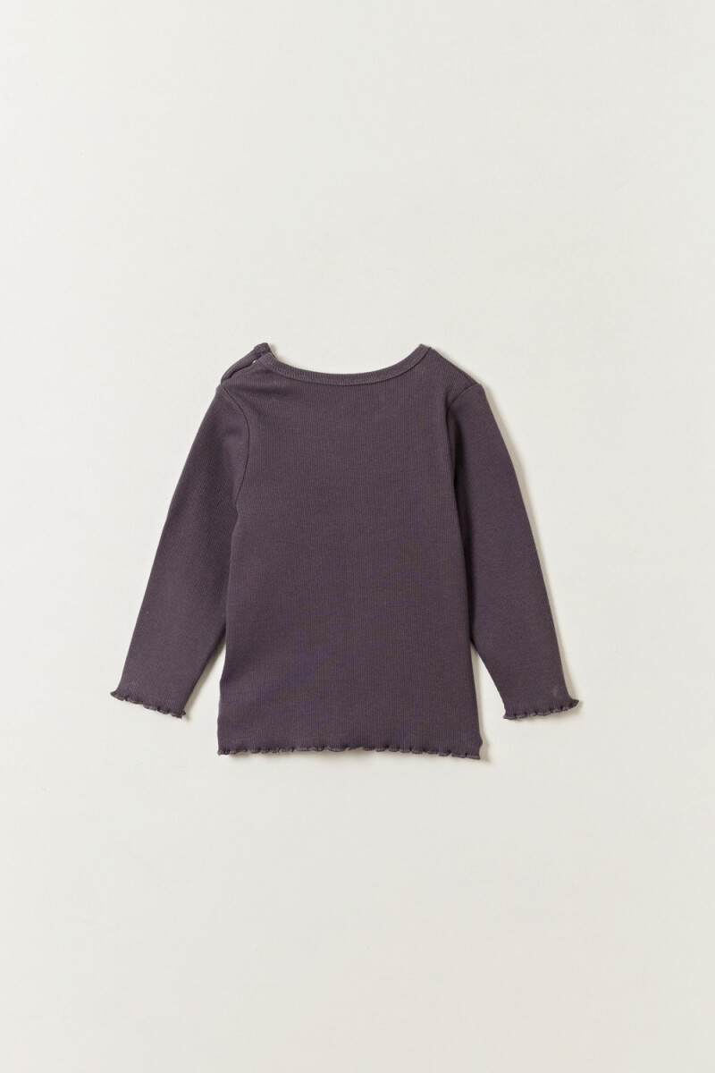 Remera rib Estampa Bonjour Gris