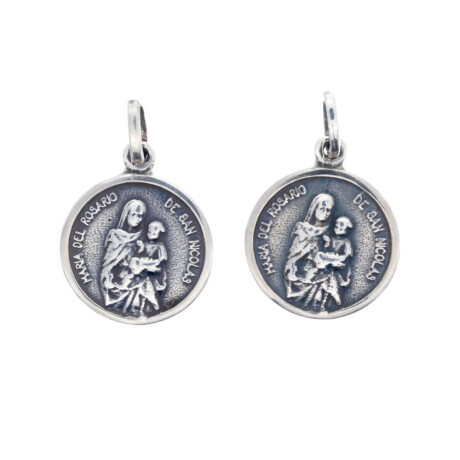 Medalla religiosa de plata 925 Rosario De San Nicolas