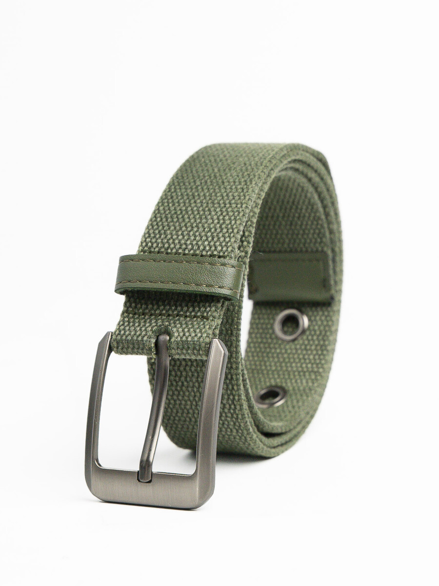 Cinturón de Lona Canvas Hebilla Metal 120 cm - Verde Militar 