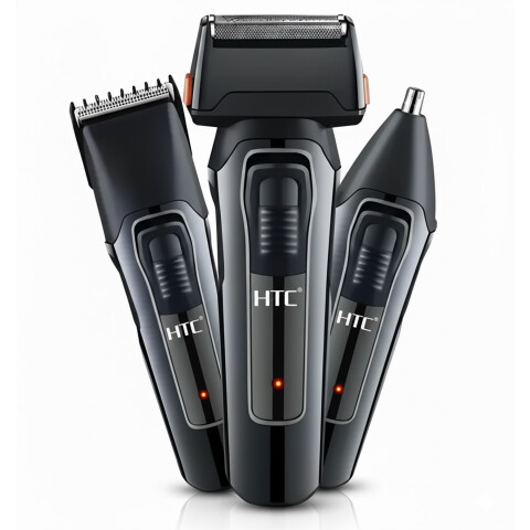 Afeitadora Cortadora De Pelo Barba inalámbrica HTC 3 En 1 Color Negro