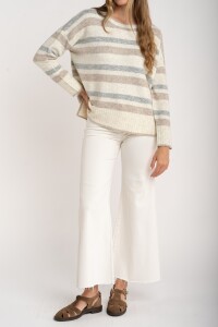 Sweater Rayado Gris Melange
