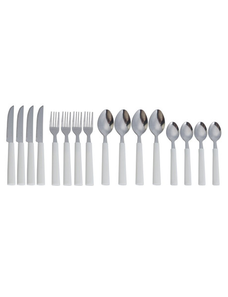 JUEGO DE CUBIERTOS 16PZAS MANGO PLASTICO BLANCO JUEGO DE CUBIERTOS 16PZAS MANGO PLASTICO BLANCO