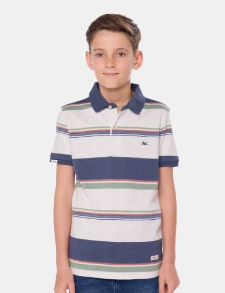 REMERA POLO RAYADA DE ALGODÓN Gris