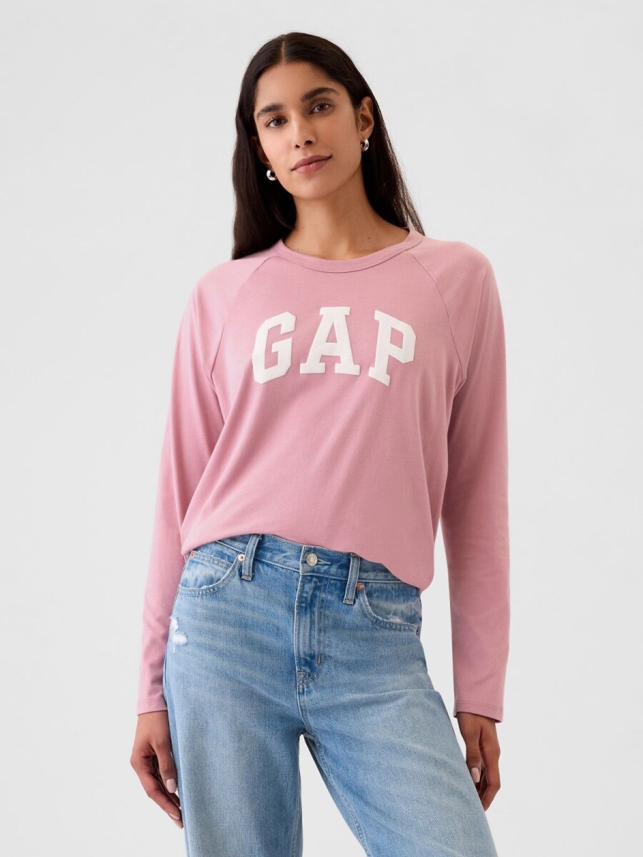 Remera Logo Gap Manga Larga Mujer - Lilas Pink 16-1708 Tcx 