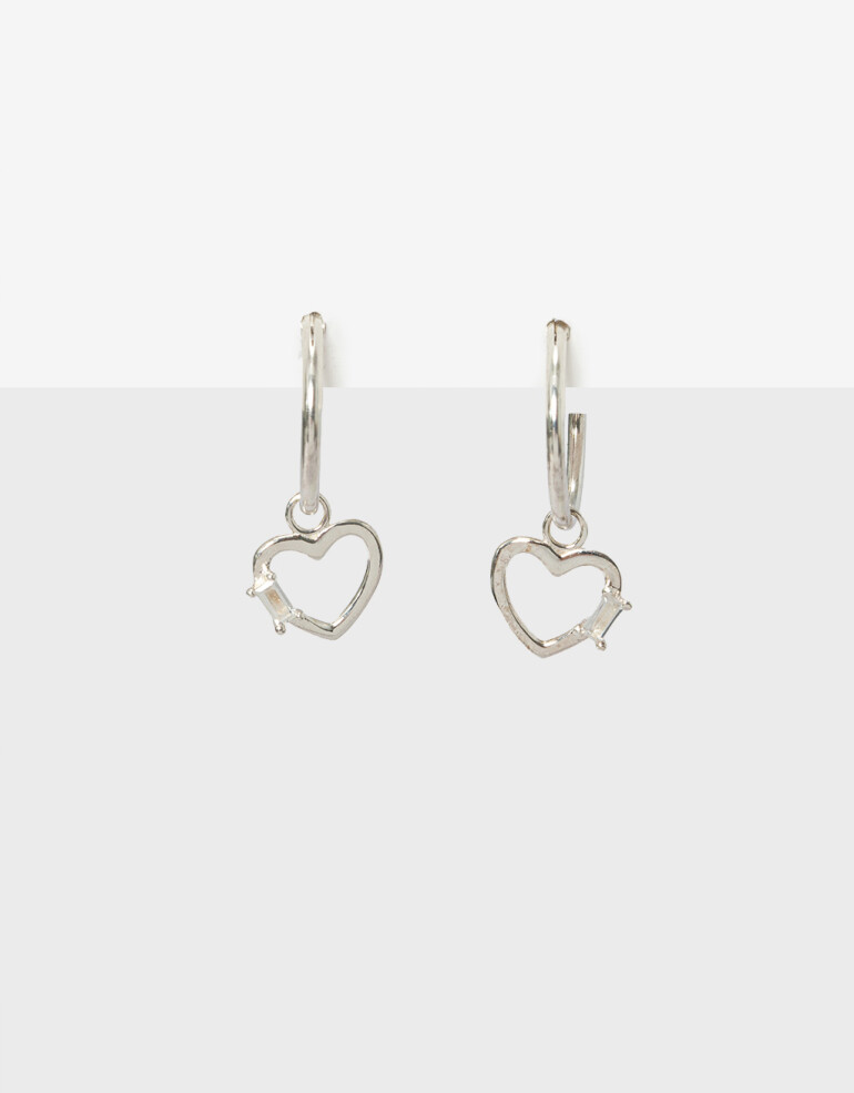 Aros Argollas Strass Argollas En Plata 925 - Plateado