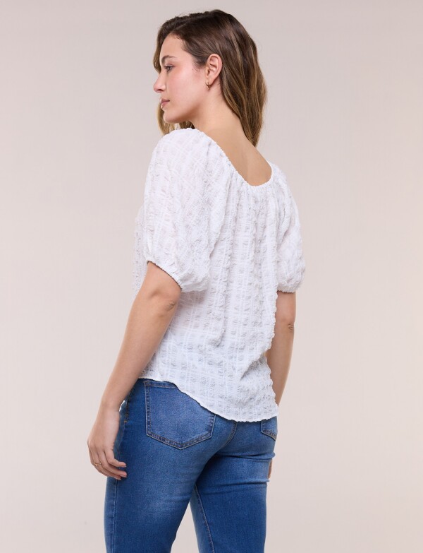 Blusa Texturada Manga Balloon CRUDO